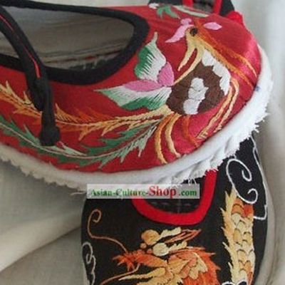Chinese Traditional Embroidery Dragon Phoenix Wedding Shoes