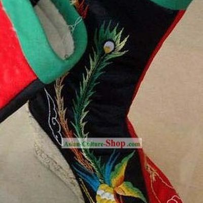 Chinese Traditional Hand Made Embroidery Phoenix Boots