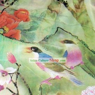 Chinese Bird and Flower Silk Fabric
