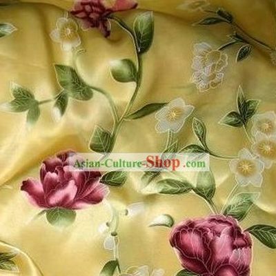 Chinese Pure Silk Butterfly Flower Fabric