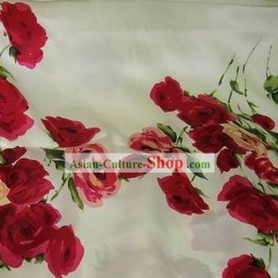 Chinese Pure Silk Rose Fabric