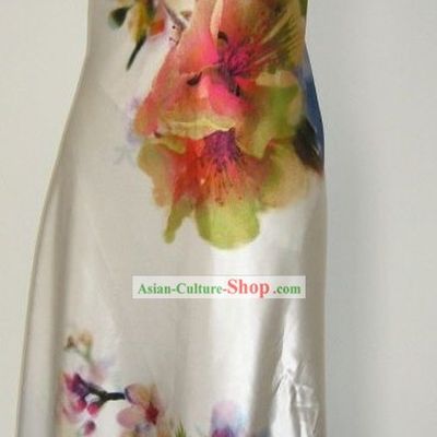 Chinese Pure Silk Large Flower Fabric