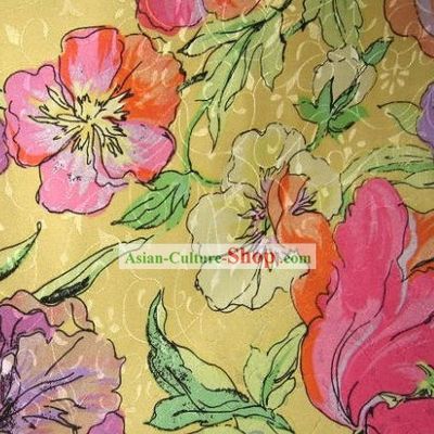 Chinese Pure Silk Flower Fabric