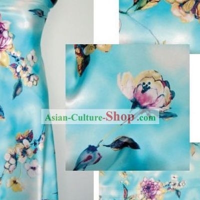 Chinese Pure Silk Flower Fabric