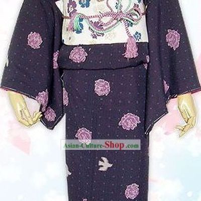 Traditional Japanese Kimono Komon Complete Set