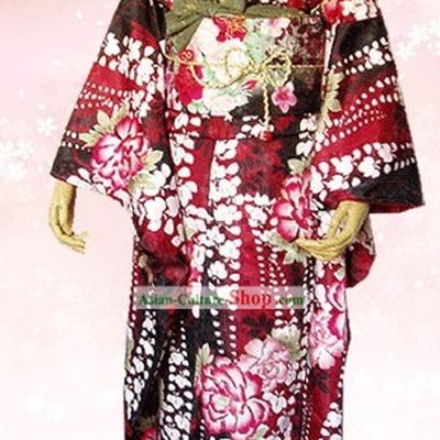 Traditional Japanese Kimono Furisode Complete Set