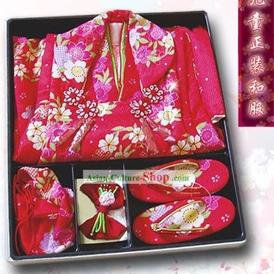 Traditional Japanese Birthday Kimono Set for Children
