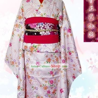 Traditional Japanese Birthday Kimono Set for Teenagers