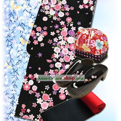 Traditional Japanese Yukata Kimono Dress Complete Set