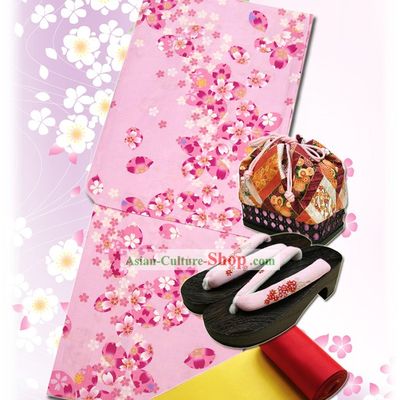 Traditional Japanese Yukata Kimono Clothing Complete Set