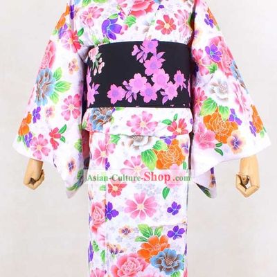 Japanese Classical Geisha Kimono Complete Set for Women