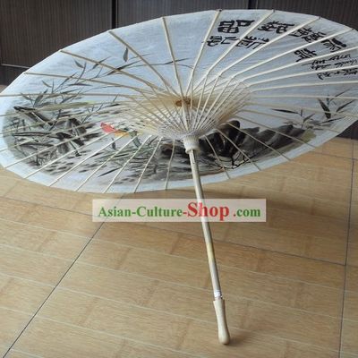 Chinese Ancient Painted Lotus Umbrella