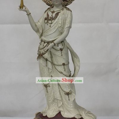 Guan Yin Watching World Shiwan Ceramics Figurine