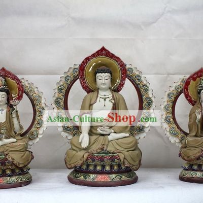 Three Buddha Ceramics Figurine Sets