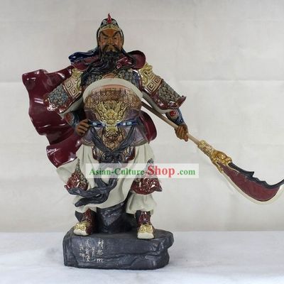 Guan Gong China Shiwan Ceramic Figurine