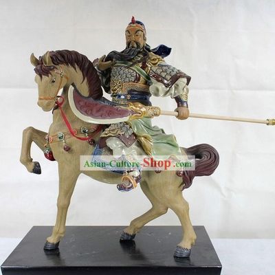 Qian Li Zou Dan Ji Guan Gong Shiwan Ceramic Sculpture Figurine