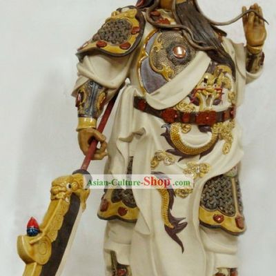 Large Guan Gong Shiwan Ceramic Figurine