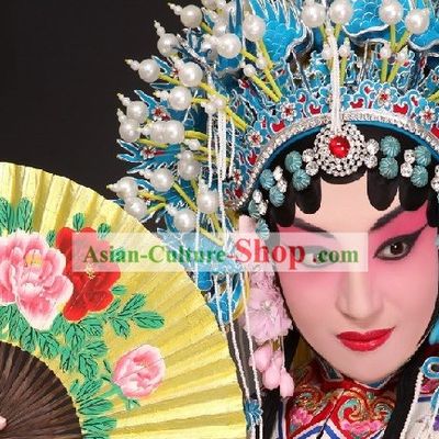Traditional Beijing Opera Peony Golden Fan