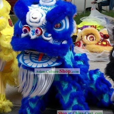 Glow in Dark Luminous Blue Lion Dance Costumes Complete Set