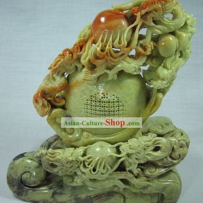 Supreme Chinese Natural Jade - Four Dragons Playing Ball