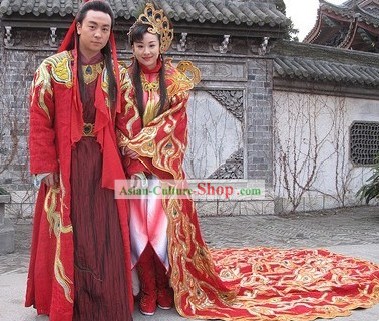 Ancient Chinese Wedding Dress 2 Sets for Men and Women