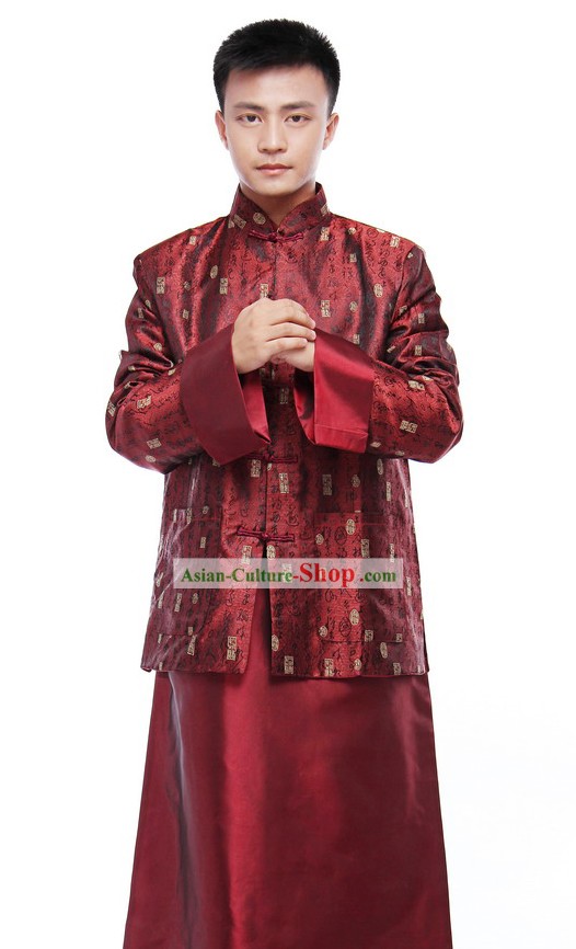 Traditional Chinese Mandarin Wedding Outfit for Bridegrooms