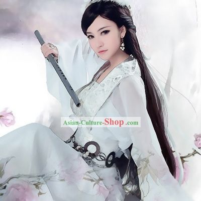 Ancient Chinese White Swords Women Costume
