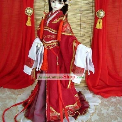 Chinese Red Lunar New Year Costume and Hair Accessories