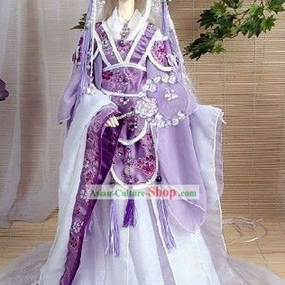 Classic Purple Imperial Dance Costume and Hair Accessories