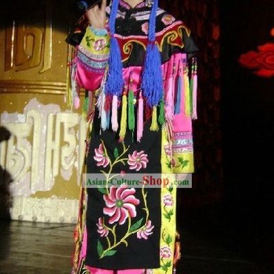 Traditional Chinese Qiang Ethnic Clothing and Hat Set