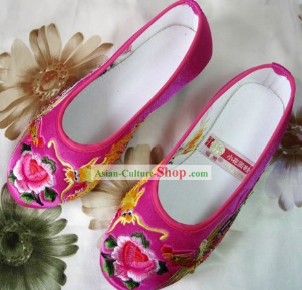 Traditional Red Wedding Dragon Phoenix Shoes