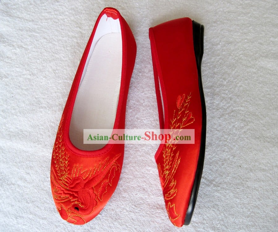 Traditional Red Wedding Phoenix Shoes