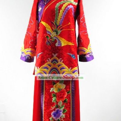 Traditional Chinese Hand Embroidered Wedding Phoenix Dress for Women