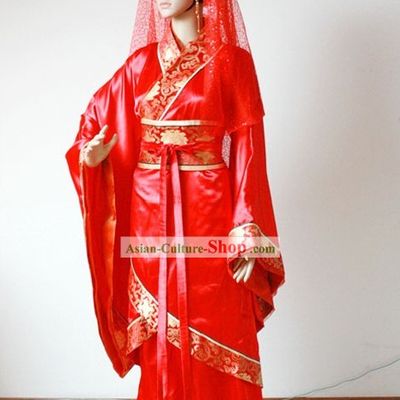 Traditional Chinese Red Wedding Clothing for Brides