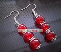 Ancient Chinese Handmade Red Earrings