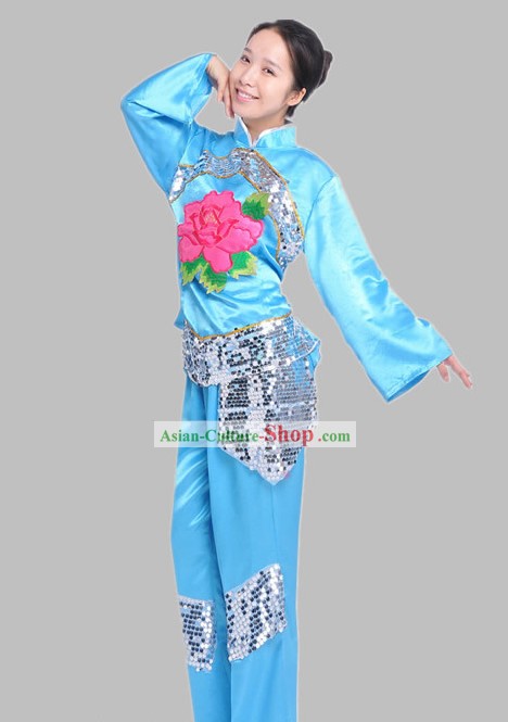 Traditional Chinese Blue Dance Outfit for Women