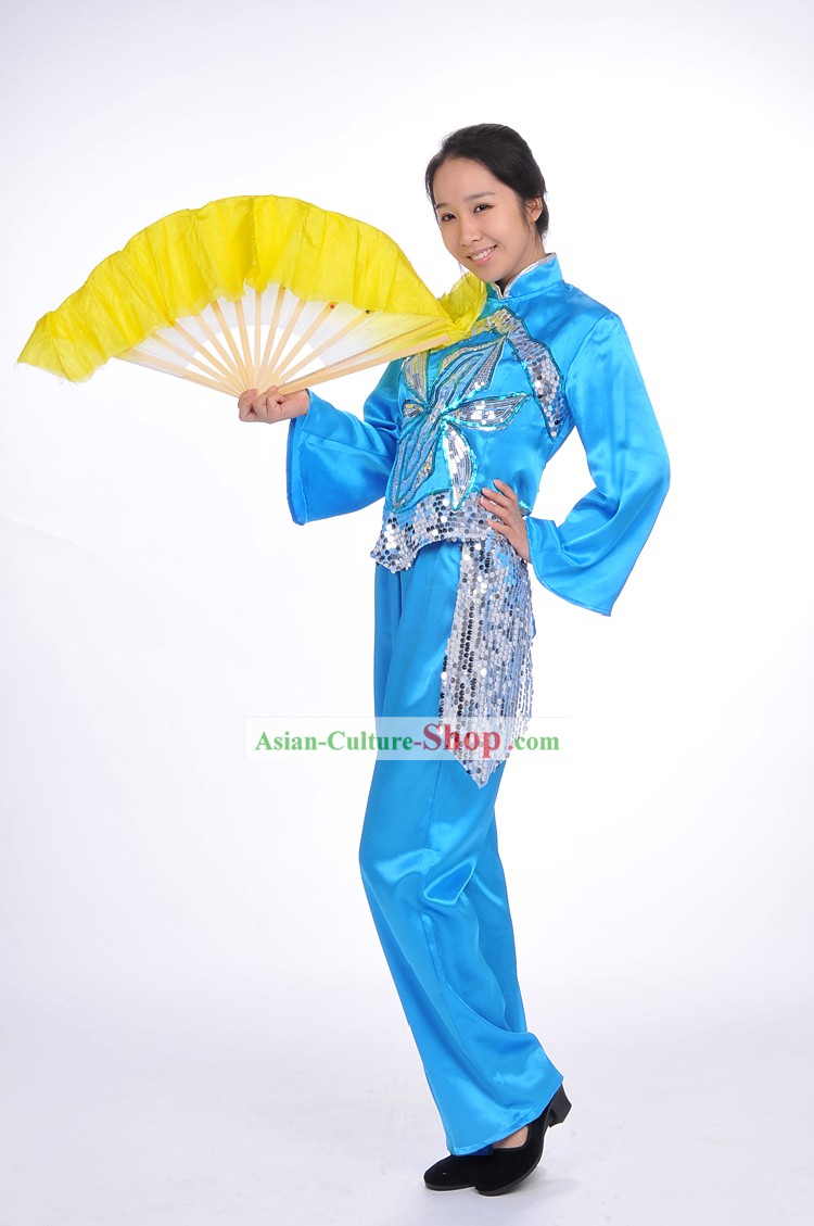 Traditional Chinese Group Fan Dance Outfit for Women
