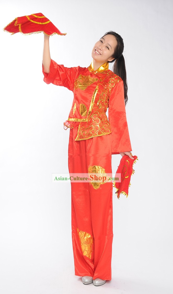 Chinese New Year Red Performance Costume for Women