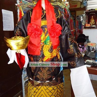 Traditional Chinese Cai Shen Costume and Helmet