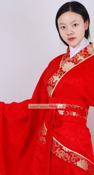 Traditional Chinese Red Wedding Hanfu Clothing for Brides