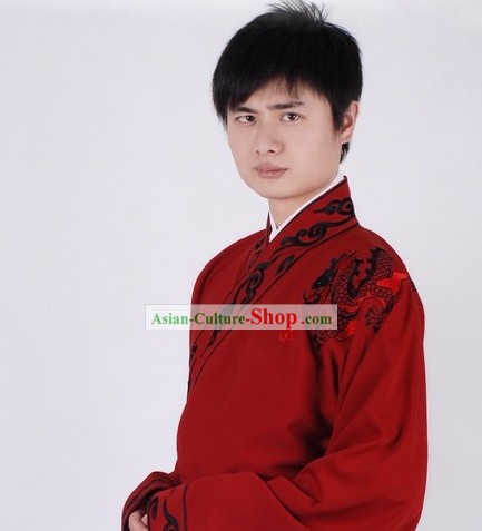 Traditional Chinese Red Wedding Dress for Bridegrooms