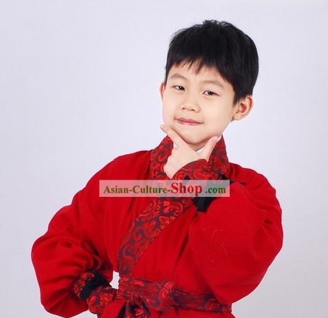 Traditional Chinese Red Kung Fu Dress for Boys