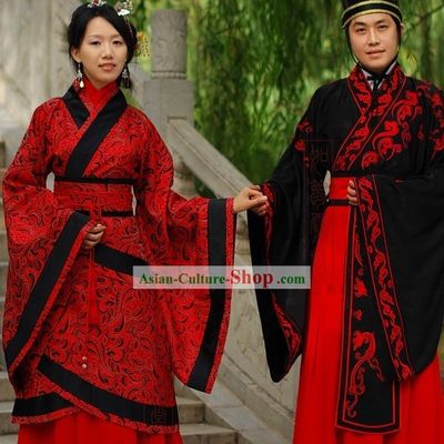 Traditional Chinese Wedding Dress 2 Sets for Men and Women
