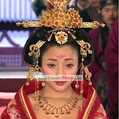 Tang Dynasty Headpiece, Necklace and Earrings