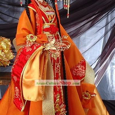 Ancient Chinese Princess Clothing and Headpiece Complete Set