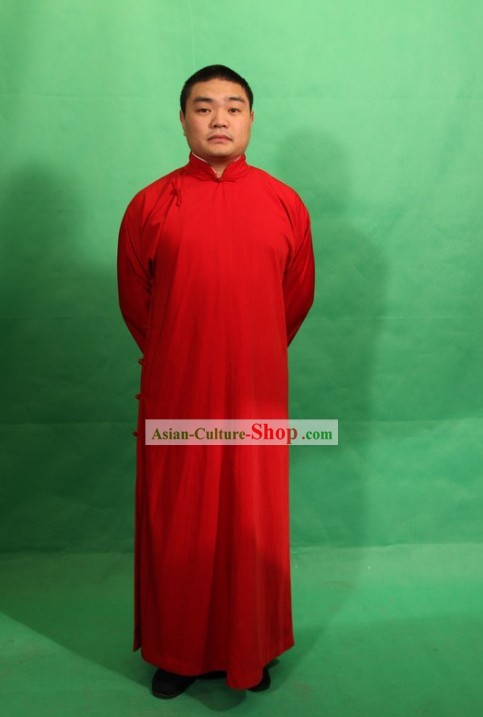 Traditional Chinese Red Cross Talk Robe for Men