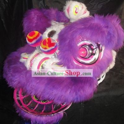 Top Purple Sheep Fur Lion Dance Mask Body Pants Claws Complete Set