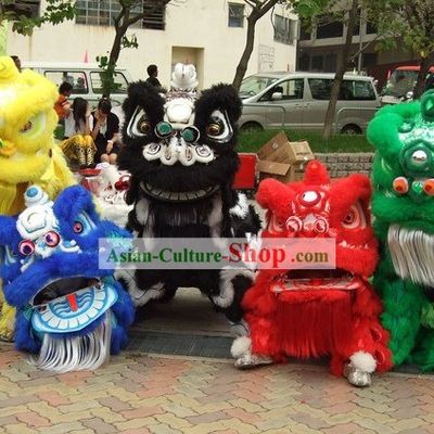 Lucky Opening Ceremony Five Colors of Lion Dance Costumes Complete Sets