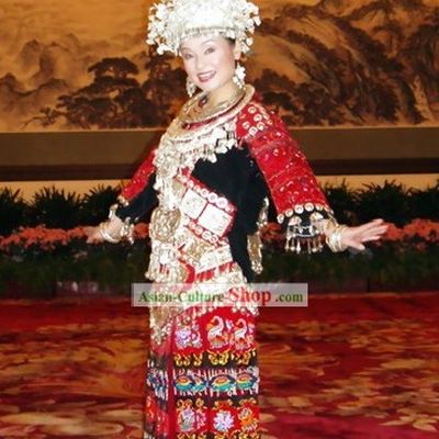 Miao Classic Female Clothing and Silver Hat Complete Set
