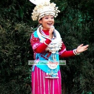 Miao Outfit and Silver Hat Complete Set for Women